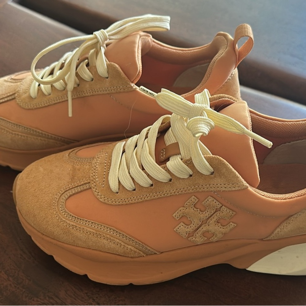 Tory Burch Camel and Cream Sneakers